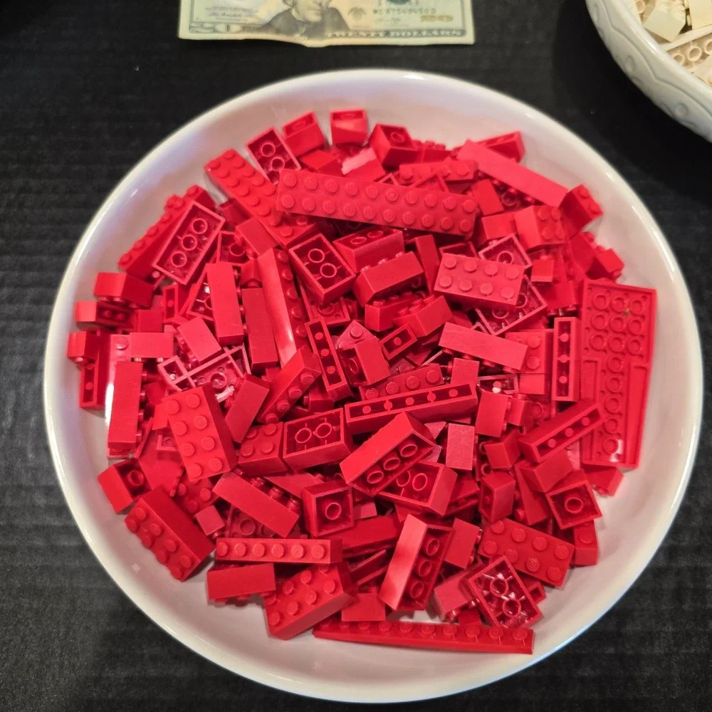Vintage Red Yellow‎ 1980s Lego Classic Case Full Of Classic Bricks Color
